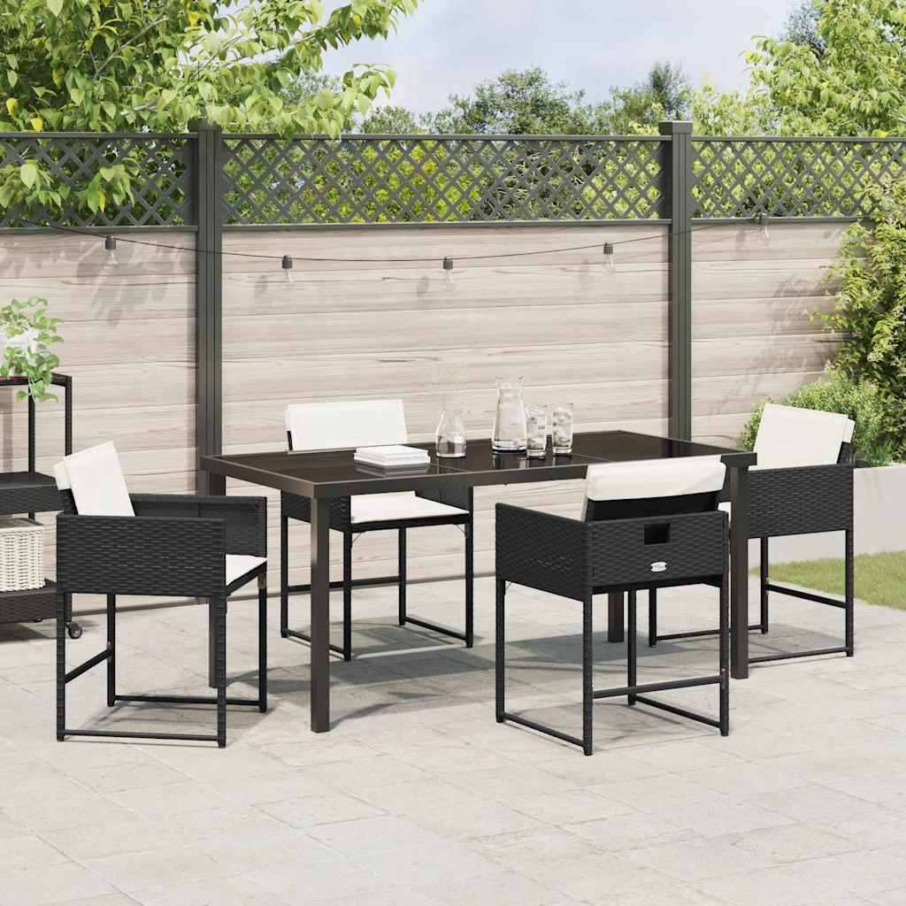 Have Spisebordssæt med pude 5 pcs Sort polyrattan