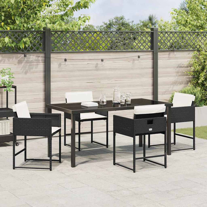 Have Spisebordssæt med pude 5 pcs Sort polyrattan