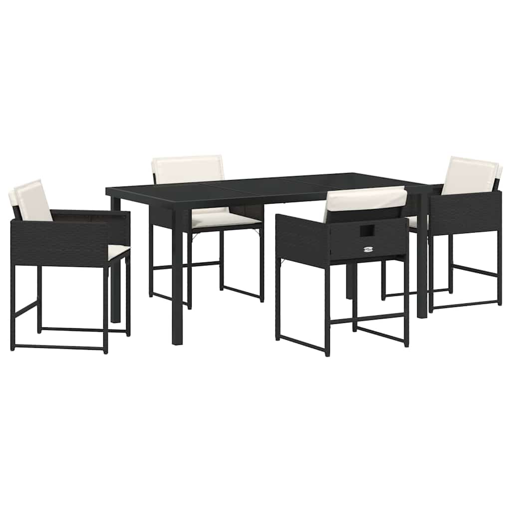 Have Spisebordssæt med pude 5 pcs Sort polyrattan