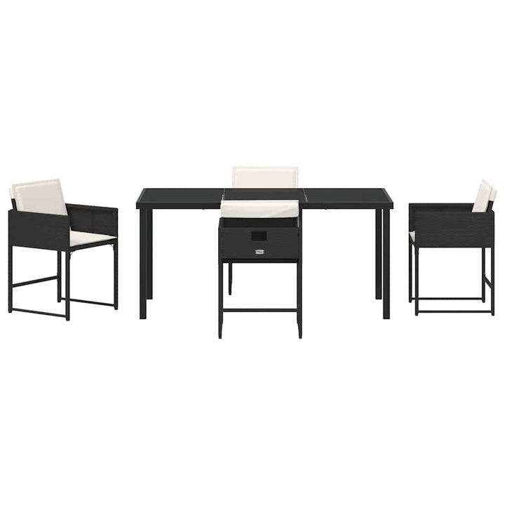 Have Spisebordssæt med pude 5 pcs Sort polyrattan