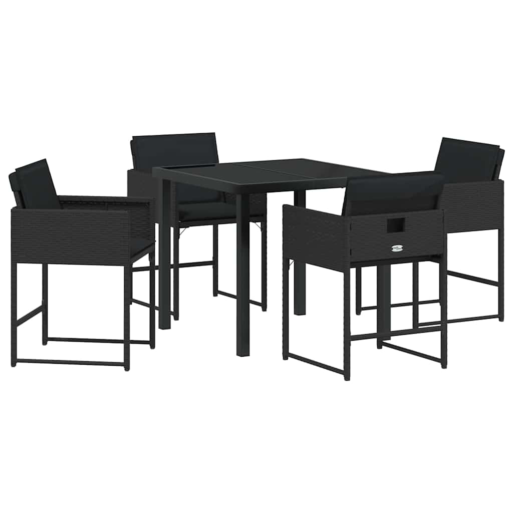 Have Spisebordssæt med pude 5 pcs Sort polyrattan