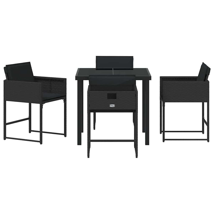 Have Spisebordssæt med pude 5 pcs Sort polyrattan