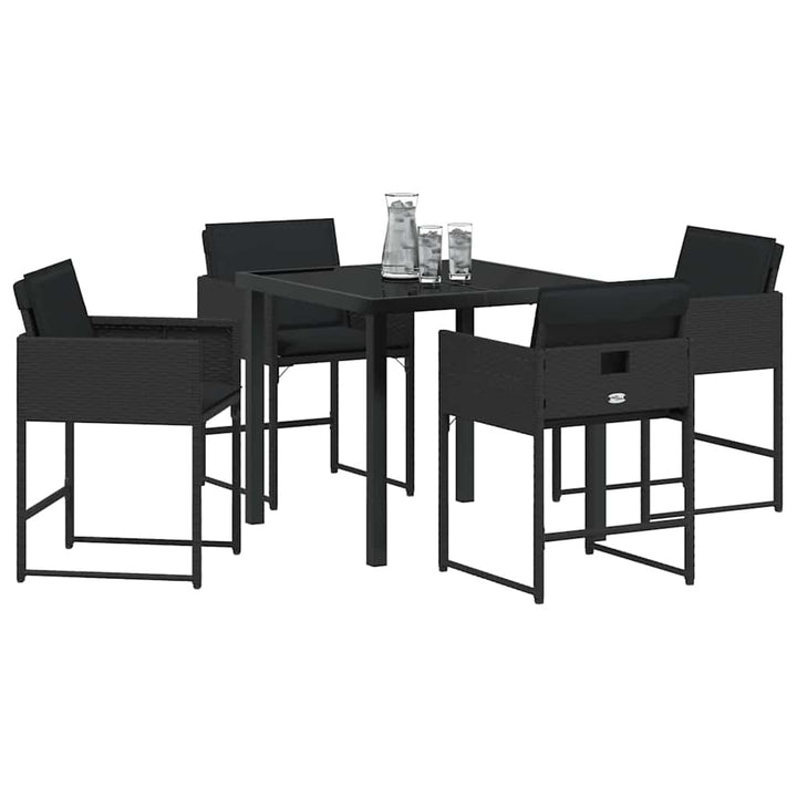 Have Spisebordssæt med pude 5 pcs Sort polyrattan