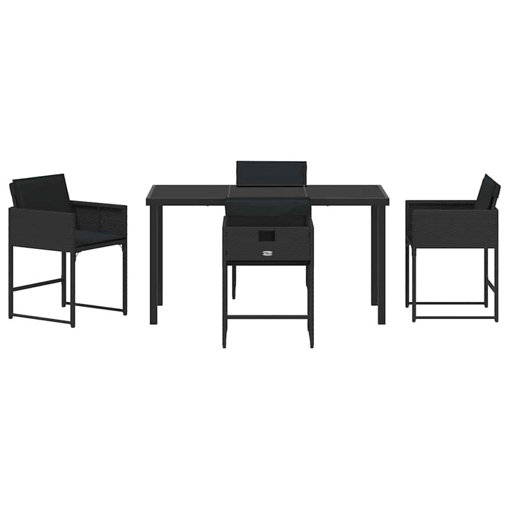Have Spisebordssæt med pude 5 pcs Sort polyrattan