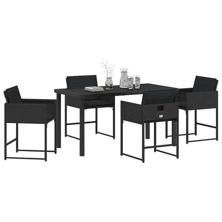 Have Spisebordssæt med pude 5 pcs Sort polyrattan
