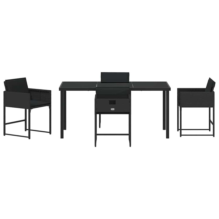 Have Spisebordssæt med pude 5 pcs Sort polyrattan