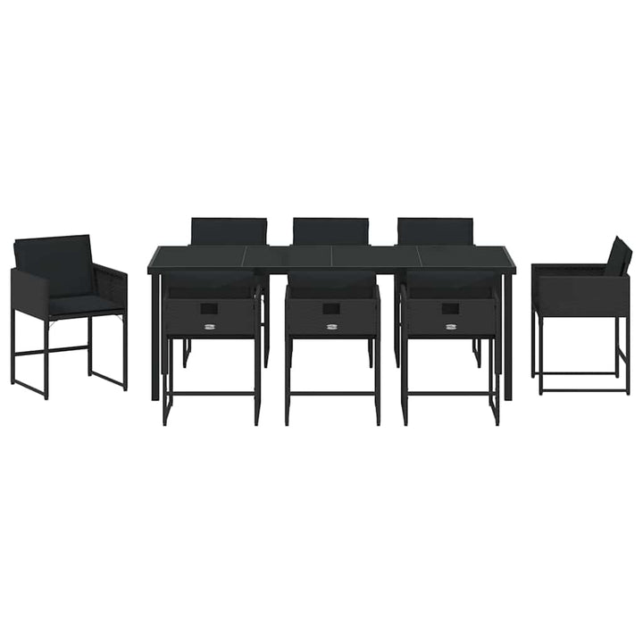 Have Spisebordssæt med pude 9 pcs Sort polyrattan