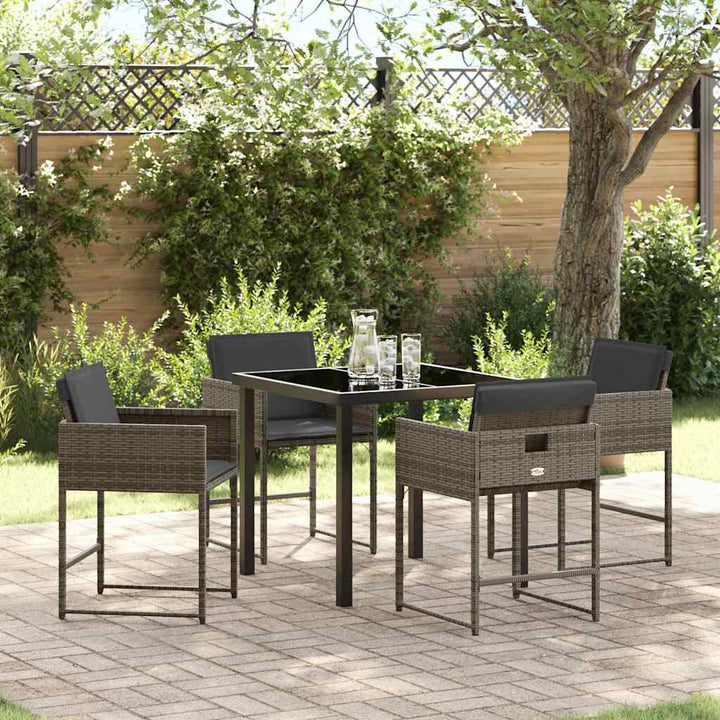 Have Spisebordssæt med pude 5 pcs Grå polyrattan