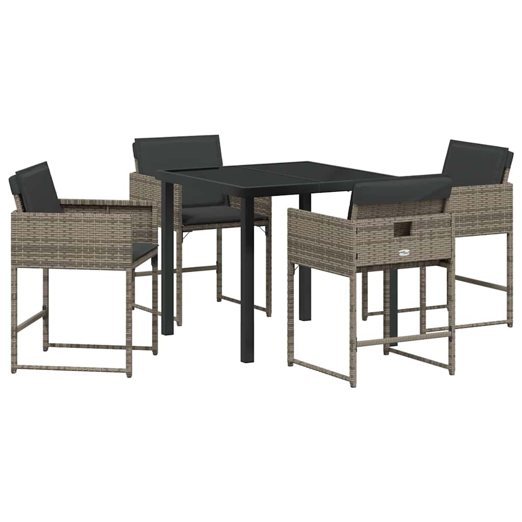 Have Spisebordssæt med pude 5 pcs Grå polyrattan