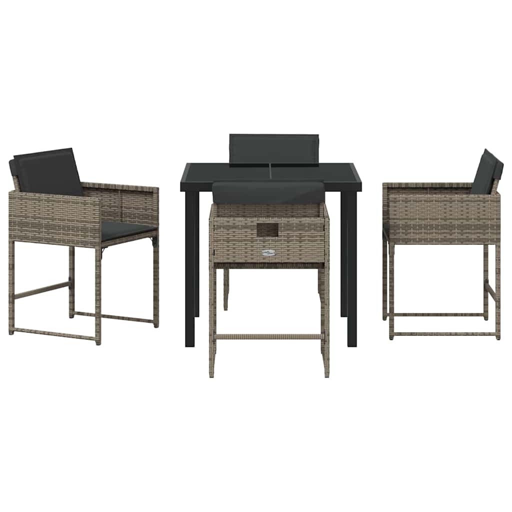 Have Spisebordssæt med pude 5 pcs Grå polyrattan