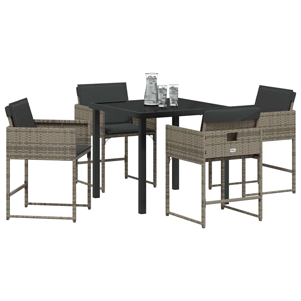 Have Spisebordssæt med pude 5 pcs Grå polyrattan