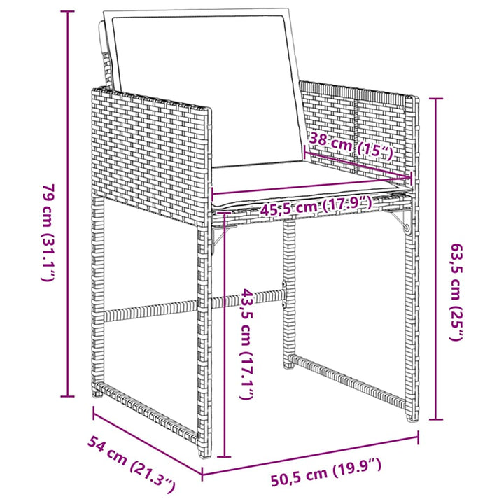 Have Spisebordssæt med pude 5 pcs Grå polyrattan