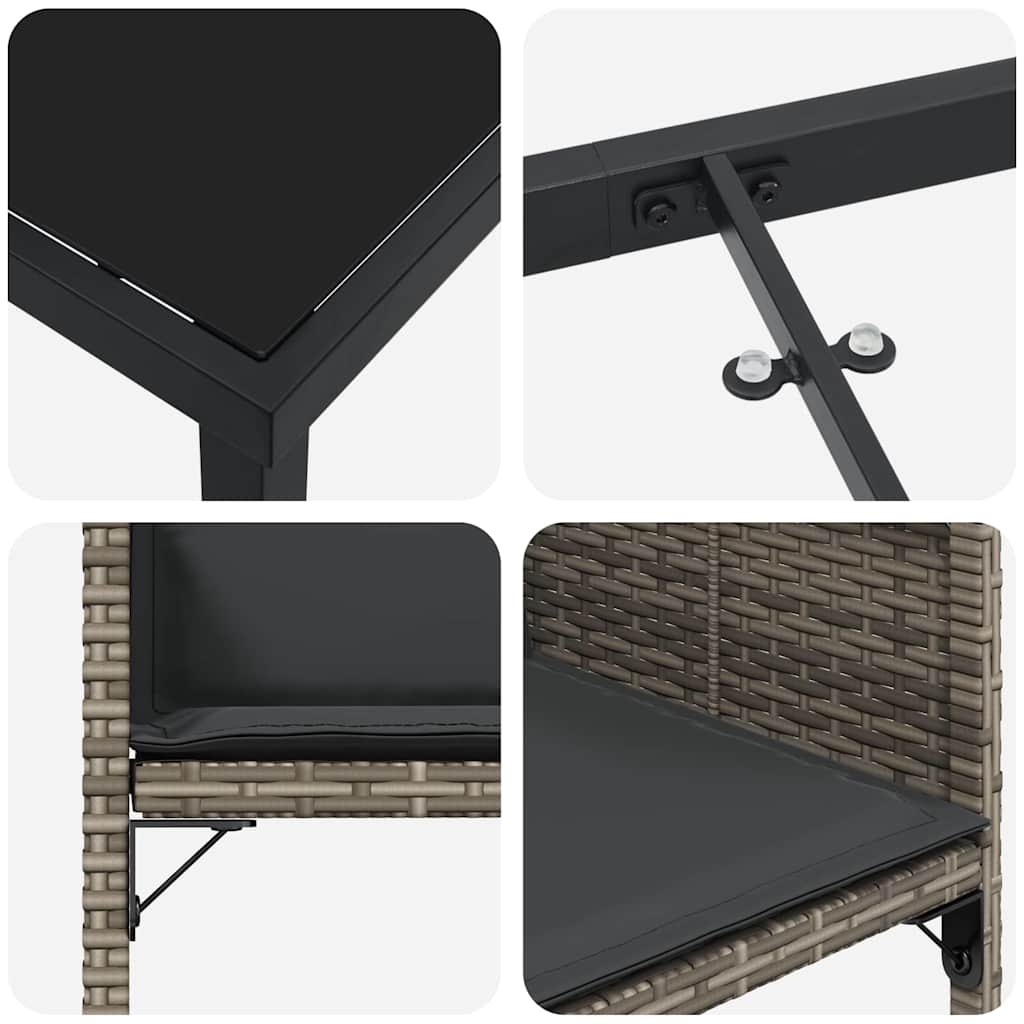 Have Spisebordssæt med pude 5 pcs Grå polyrattan