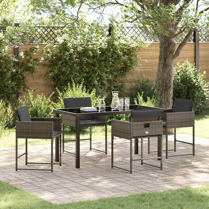 Have Spisebordssæt med pude 5 pcs Grå polyrattan