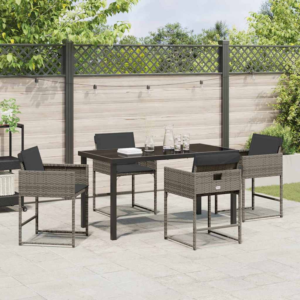 Have Spisebordssæt med pude 5 pcs Grå polyrattan