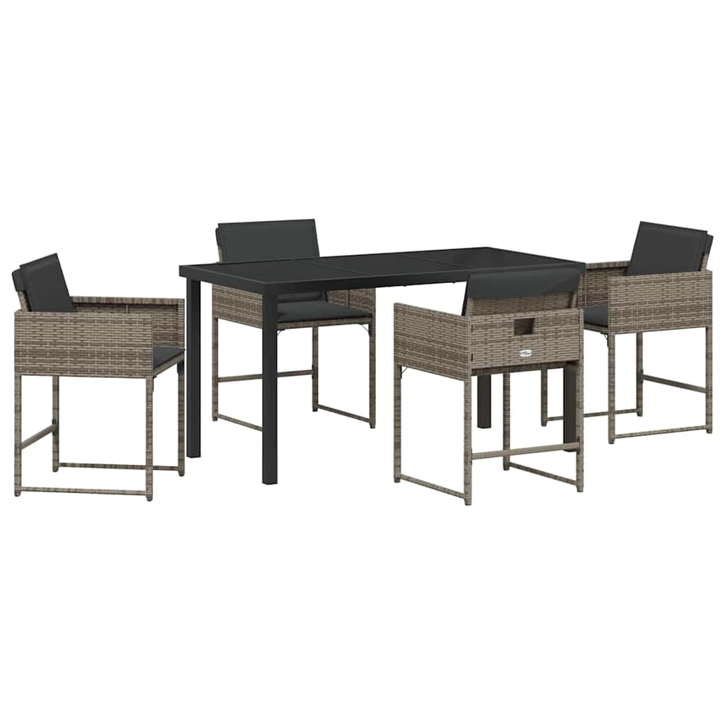 Have Spisebordssæt med pude 5 pcs Grå polyrattan