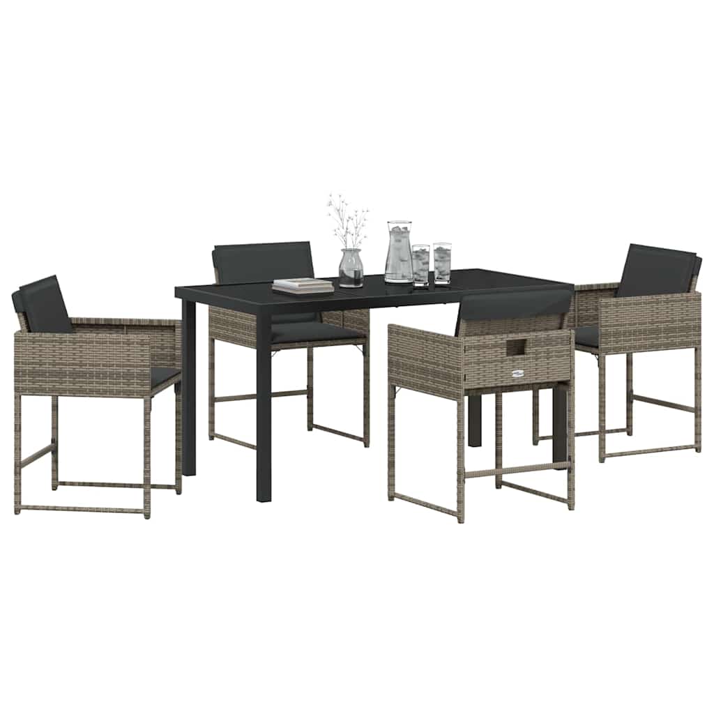 Have Spisebordssæt med pude 5 pcs Grå polyrattan