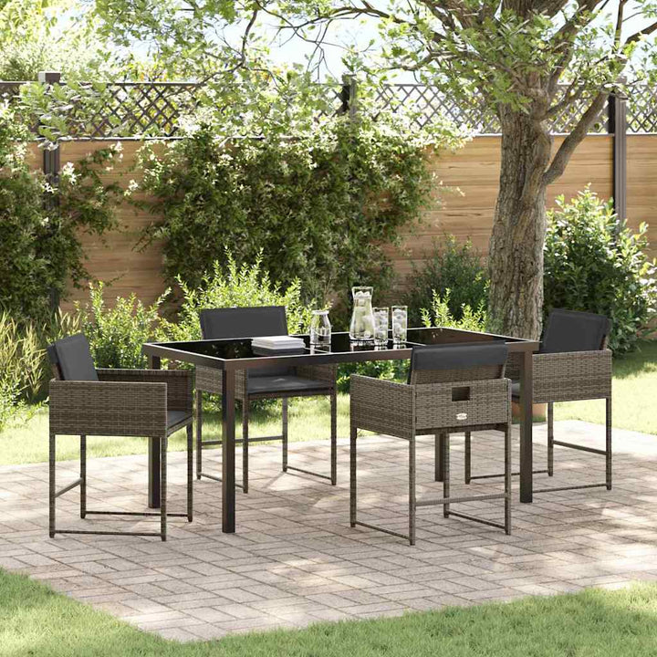 Have Spisebordssæt med pude 5 pcs Grå polyrattan