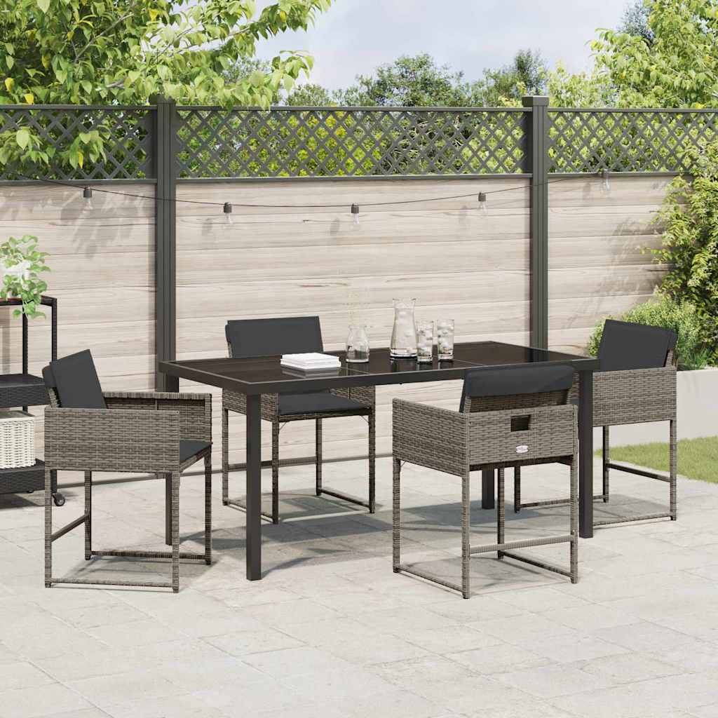 Have Spisebordssæt med pude 5 pcs Grå polyrattan