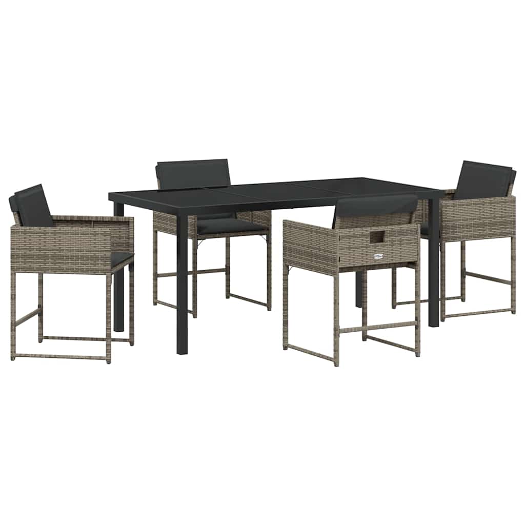 Have Spisebordssæt med pude 5 pcs Grå polyrattan
