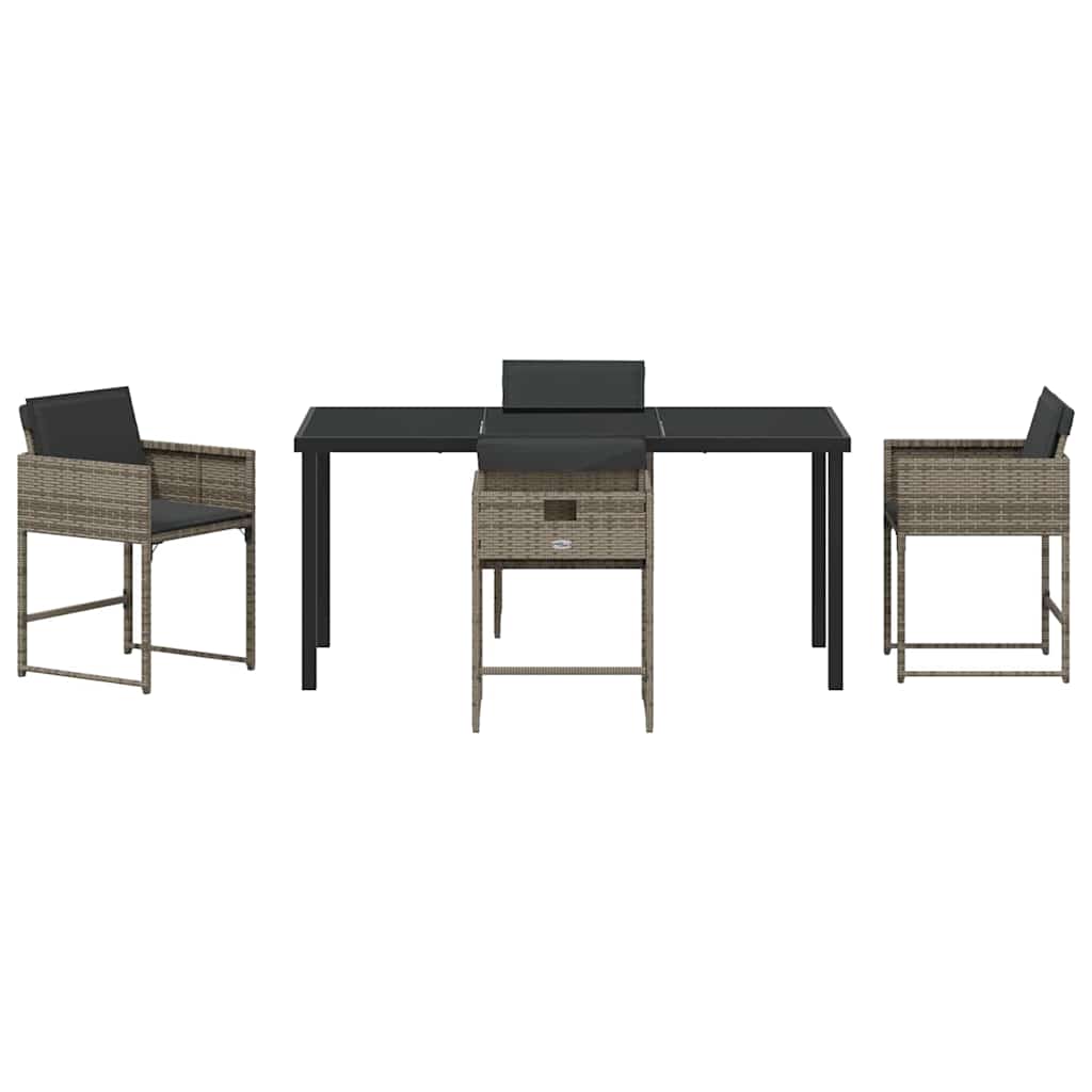 Have Spisebordssæt med pude 5 pcs Grå polyrattan
