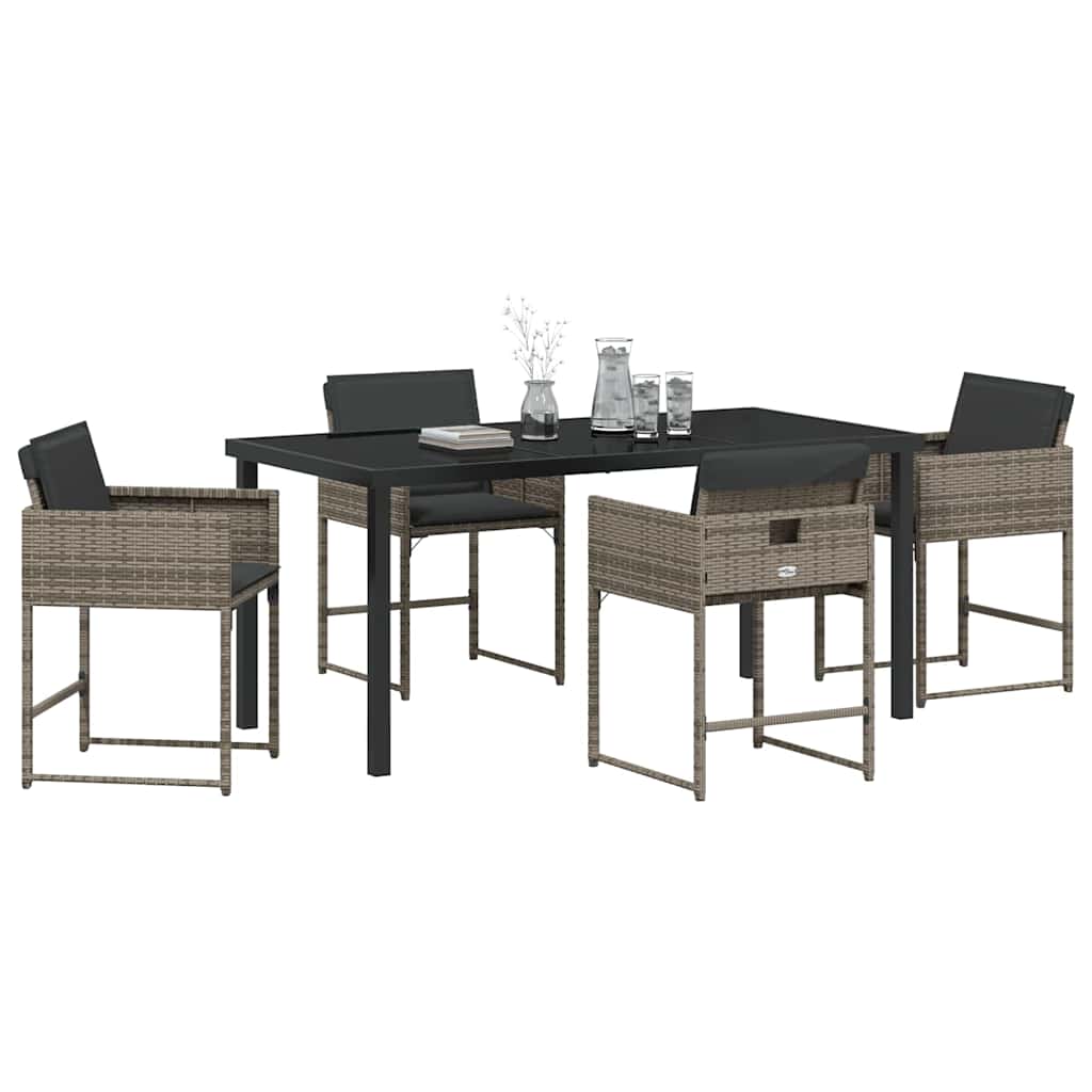 Have Spisebordssæt med pude 5 pcs Grå polyrattan