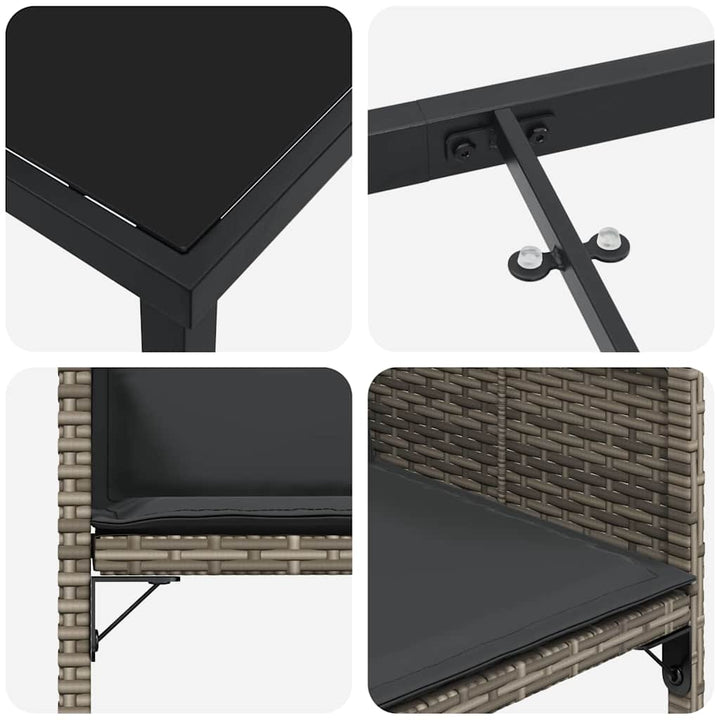 Have Spisebordssæt med pude 9 pcs Grå polyrattan