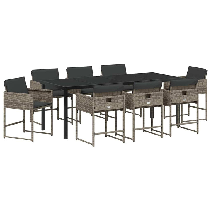 Have Spisebordssæt med pude 9 pcs Grå polyrattan