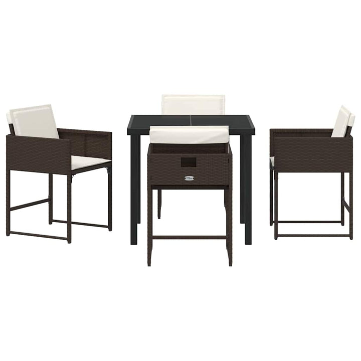 Have Spisebordssæt med pude 5 pcs Brun polyrattan
