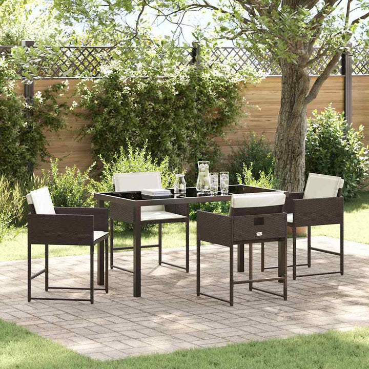 Have Spisebordssæt med pude 5 pcs Brun polyrattan