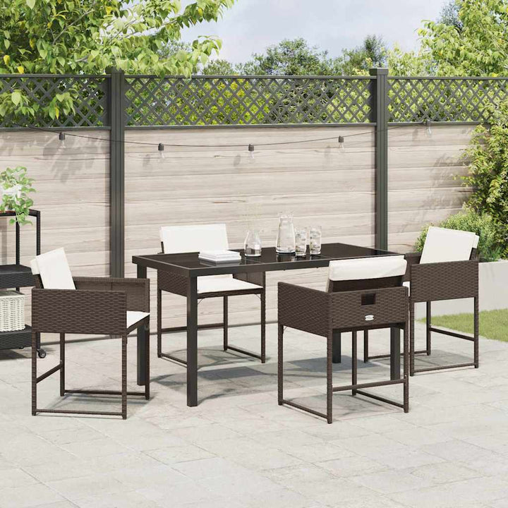 Have Spisebordssæt med pude 5 pcs Brun polyrattan