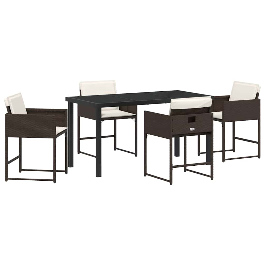 Have Spisebordssæt med pude 5 pcs Brun polyrattan