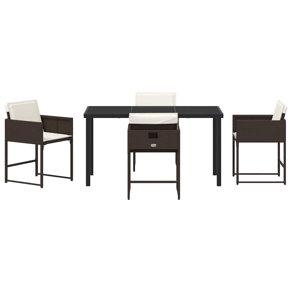 Have Spisebordssæt med pude 5 pcs Brun polyrattan