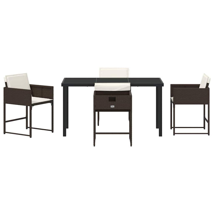 Have Spisebordssæt med pude 5 pcs Brun polyrattan