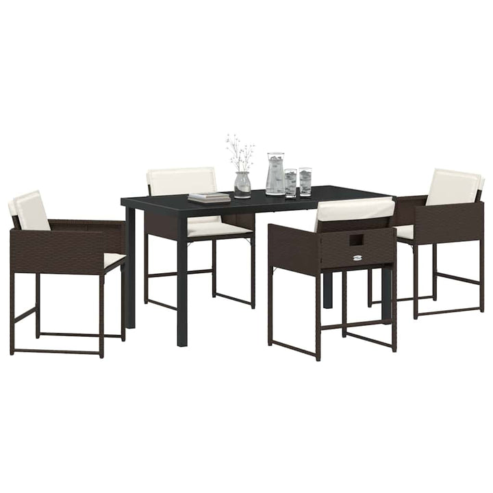 Have Spisebordssæt med pude 5 pcs Brun polyrattan