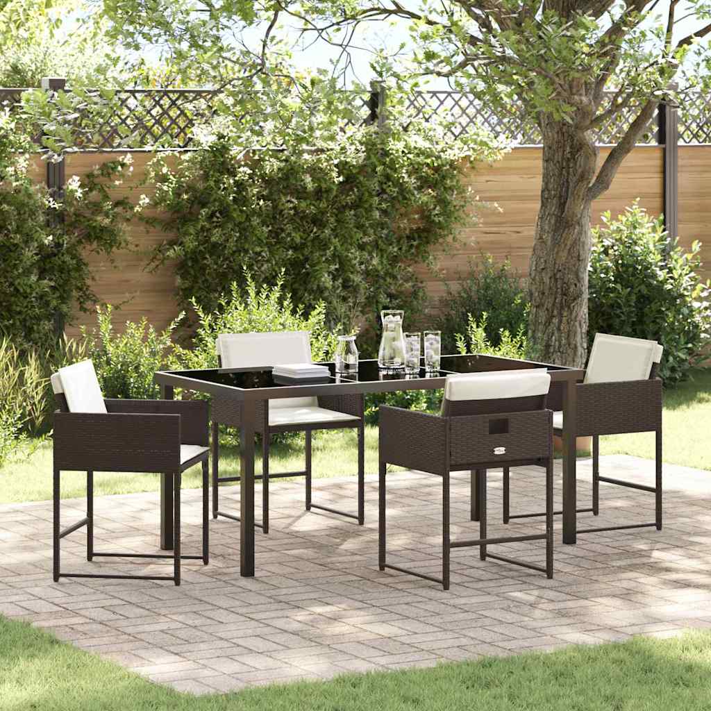 Have Spisebordssæt med pude 5 pcs Brun polyrattan