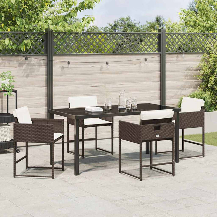 Have Spisebordssæt med pude 5 pcs Brun polyrattan