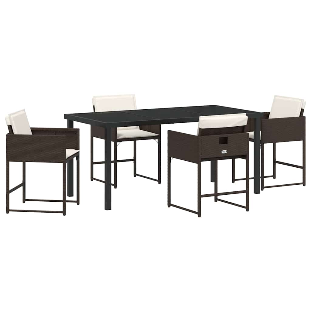 Have Spisebordssæt med pude 5 pcs Brun polyrattan