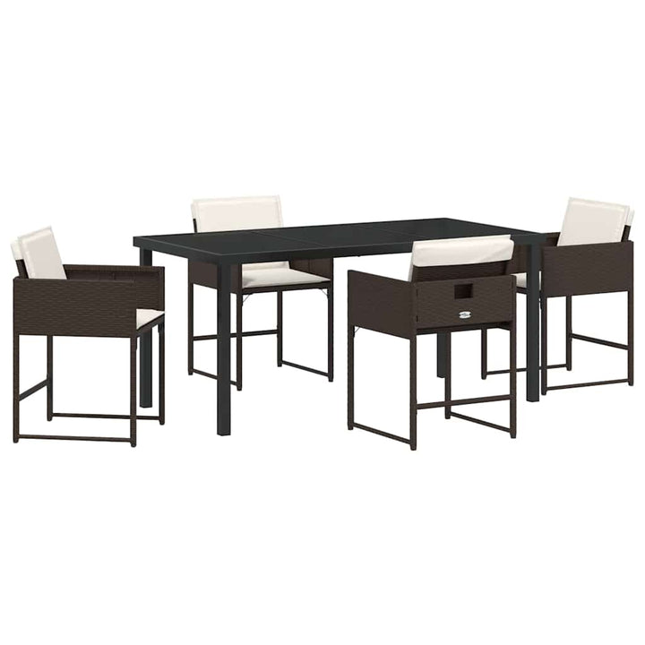 Have Spisebordssæt med pude 5 pcs Brun polyrattan