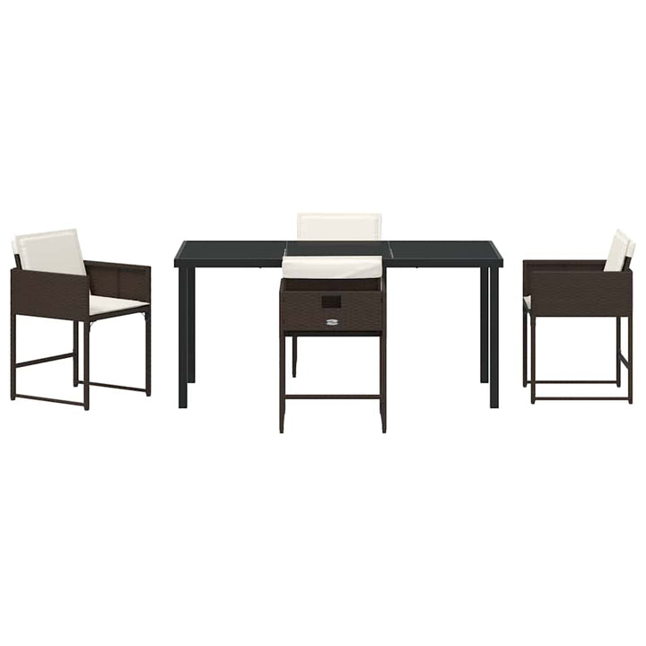 Have Spisebordssæt med pude 5 pcs Brun polyrattan