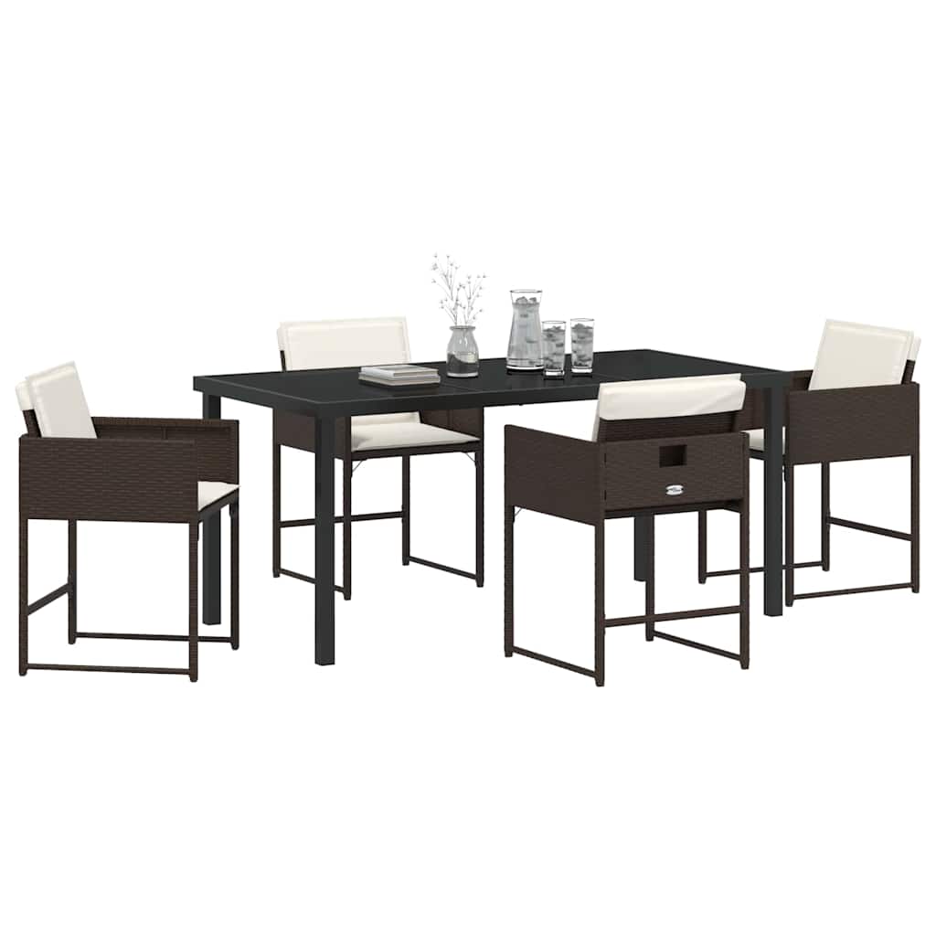 Have Spisebordssæt med pude 5 pcs Brun polyrattan