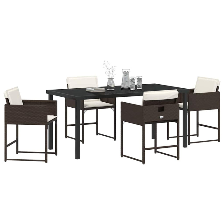 Have Spisebordssæt med pude 5 pcs Brun polyrattan
