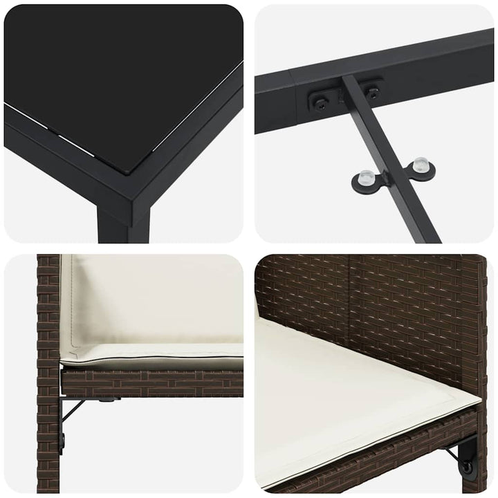 Have Spisebordssæt med pude 9 pcs Brun polyrattan