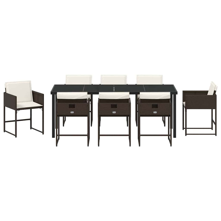 Have Spisebordssæt med pude 9 pcs Brun polyrattan