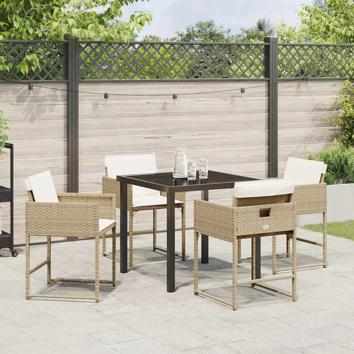 Have Spisebordssæt med pude 5 pcs Beige polyrattan