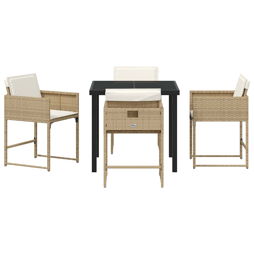 Have Spisebordssæt med pude 5 pcs Beige polyrattan