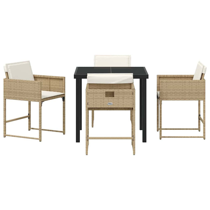 Have Spisebordssæt med pude 5 pcs Beige polyrattan