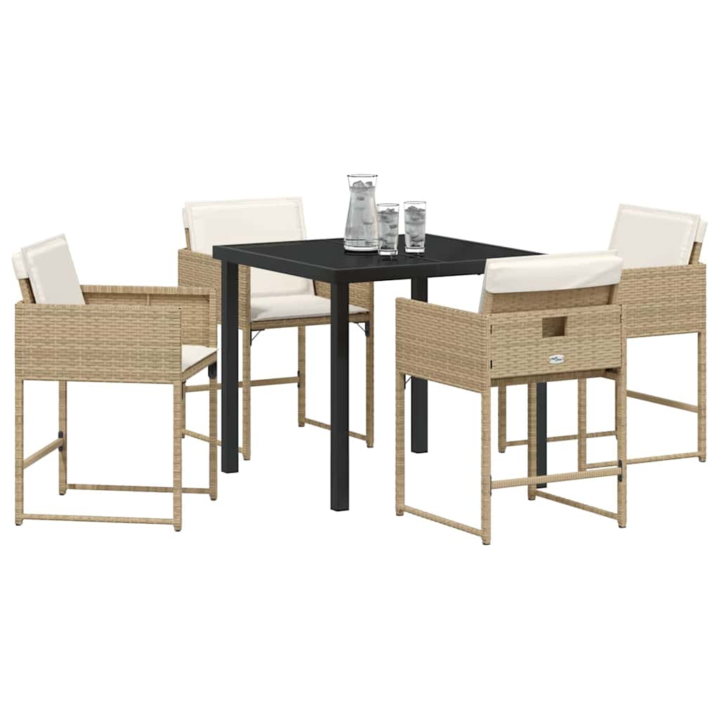 Have Spisebordssæt med pude 5 pcs Beige polyrattan