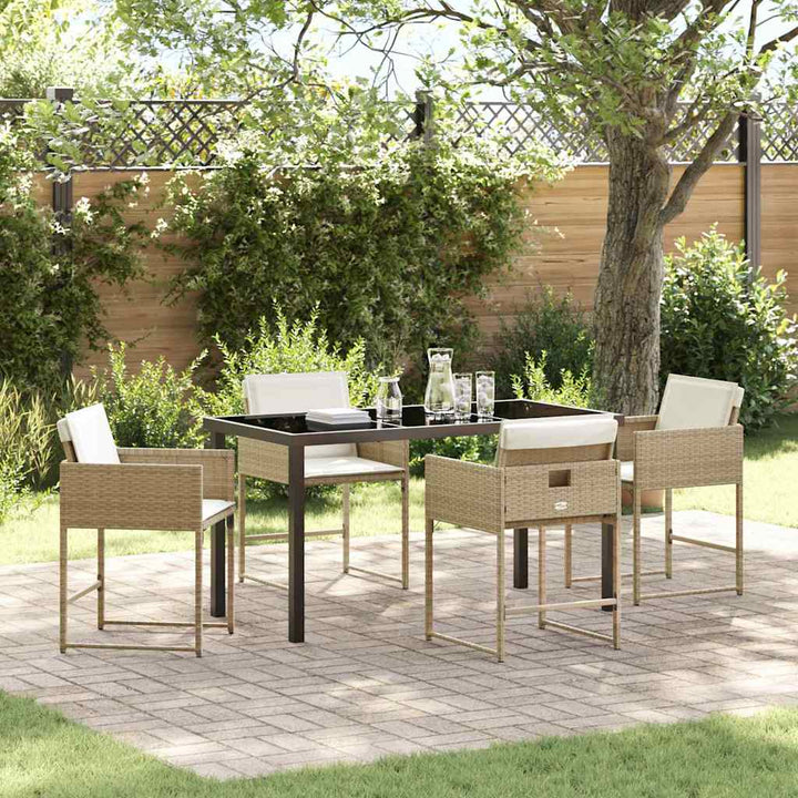 Have Spisebordssæt med pude 5 pcs Beige polyrattan