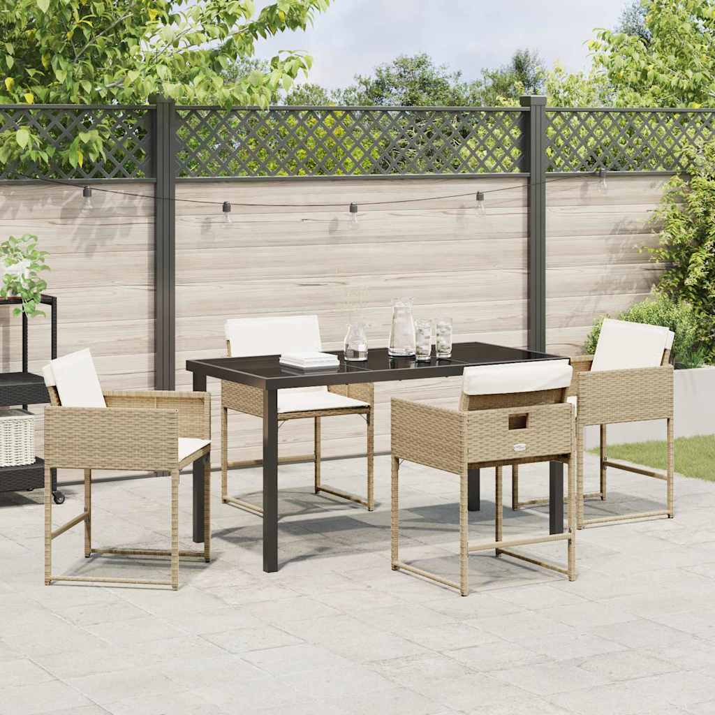 Have Spisebordssæt med pude 5 pcs Beige polyrattan